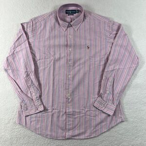 Ralph Lauren Mens XL Custom Fit Pink Multi Stripe Oxford Button Down Shirt‎ NEW